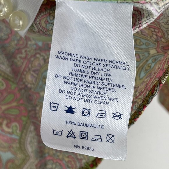 NEW Lands End Womens 4 Petite Paisley Button Up Shirt Long Sleeve Blouse Top - Picture 5 of 10